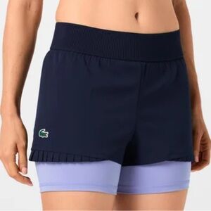Ordered wrong size - Lacoste Navy Tennis short with baby blue Inner Compression